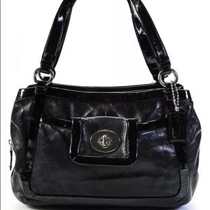 Coach Leather Medium Patent Leather Tote Black